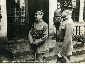France WWI Marshall Foch & General Pershing at Chaumont old Photo 1918