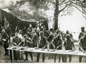 France WWI Mess at U.S. Camp at Lake Longemer old Photo 1918