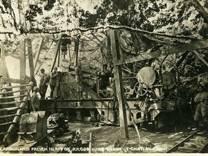 France WWI Camouflaged french heavy near Vienne le Château old Photo 1918