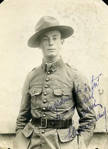 France WWI American? Soldier Portrait Autograph old Photo 1918