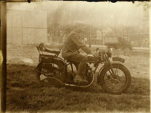 France Man on a nice Motorbike Bike old Photo 1930