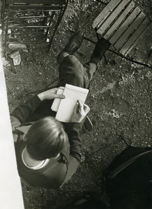 France man writing View from Above old Photo Trampus 1930