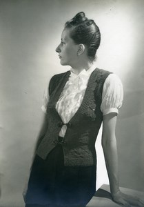 France Woman Knitted Cardigan Fashion 3 Suisses old Photo 1950