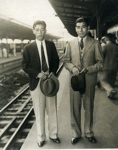 Japan Tokyo Tennis Davis Cup Hideo Nishimura & Jiro Yamagishi old Photo 1935
