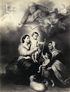 France Painting Artwork Baby Jesus God Angels old Photo Goupil? 1860