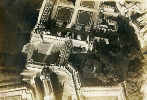 France WWI Fontainebleau castle aerial view old Photo 1918