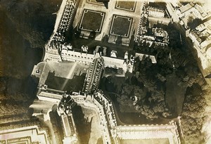 France WWI Fontainebleau castle aerial view old Photo 1918