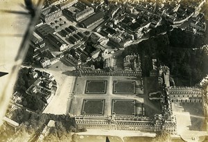 France WWI Fontainebleau Castle Gardens aerial view old Photo 1918