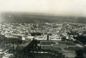 France WWI Fontainebleau Castle Gardens aerial view old Photo 1918