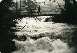France WWI Vosges Snowmelt River Footbridge old Photo 1916