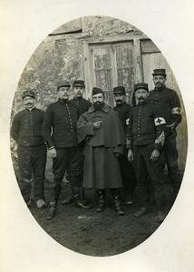 France WWI Group of Soldiers Red Cross old Photo 1918