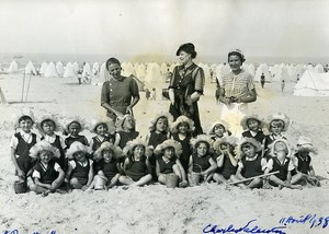 France Dunkerque Children on the beach Tents Huts old Photo 1938