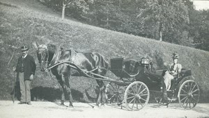 France Around Paris Lady in Horse carriage old Photo 1890