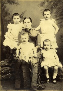 Northern France Avesnes Family Portrait old Photo Cabinet Card Goldberg 1890