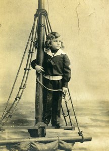 France Roubaix Young Boy Sailor Outfit old Photo Cabinet Card Shettle 1890