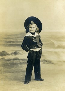 France Roubaix Young Boy Sailor Outfit old Photo Cabinet Card Shettle 1890