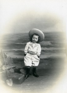 France Roubaix Young Boy Sailor Outfit old Photo Cabinet Card Shettle 1890