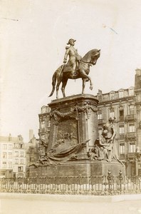 France Lille General Faidherbe Statue Monument old Photo Cabinet Card 1890