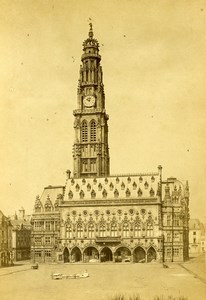 France Arras Town Hall Belfry old Photo Cabinet Card Desavary 1870's