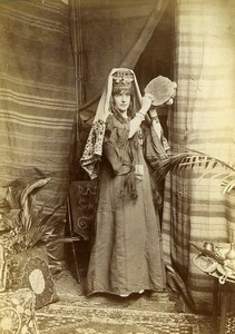 France Woman in Maghreb traditional costume Fantasy old Photo Cabinet Card 1889