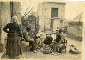 France Euskal Herria Ciboure Peasants sorting potatoes Old Photo 1880