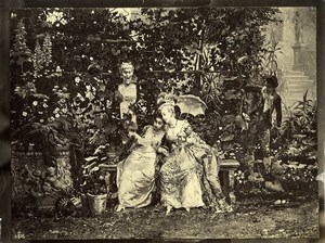 Italy Arts Painting Ladies in Garden Old Verzaschi Photo 1880
