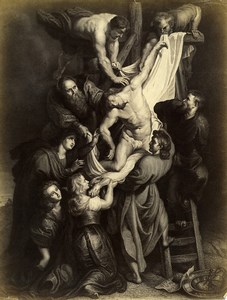 Antwerp Cathedral Painting by Rubens The Descent from the Cross Old Photo 1880