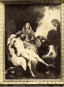 Antwerp Painting by Van Dyck Lamentation over the Dead Christ Old Photo 1880