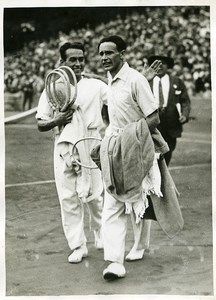 Sports Paris Tennis Coupe Davis Borotra & Cochet Old Photo 1927