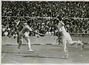 Sports Paris Tennis Davis Cup Borotra & Cochet Old Photo Meurisse 1928