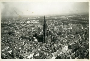 France Panorama Strasbourg Cathedral Old Aerial Military Photo 1930