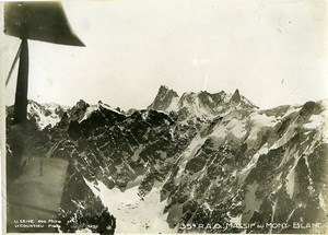 France Panorama Mont Blanc Massif Alps Mountains Old Aerial Military Photo 1930