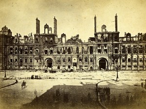 Siege of Paris Commune Ruins City Hall Façade Old Liebert Photo 1871