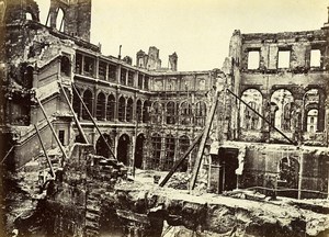 Siege of Paris Commune Ruins City Hall Courtyard Old Liebert Photo 1871