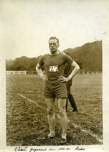 France Athletics Sport Saint Cloud Viel wins the 110M Hurdles Old Photo 1924