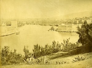 France Marseille Harbor panorama Sailing Boats Old Photo 1890