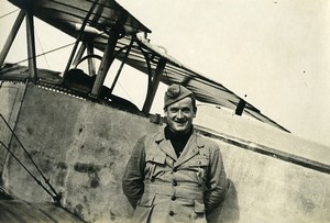 France Military Aviation Pilot and Airplane Old Photo 1920