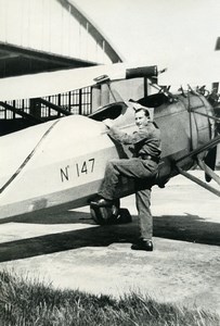 France Military Aviation Aviator & Airplane Morane-Saulnier 315 Old Photo 1930's