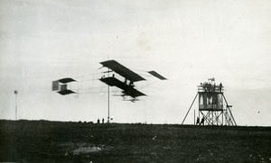 Belgium Brussels Stockel Aviation Farman Biplane in Flight Old Photo 1910