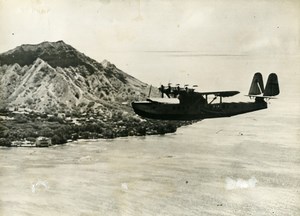 USA Hawaii Aviation Pan American Clipper in Flight Old Photo 1935