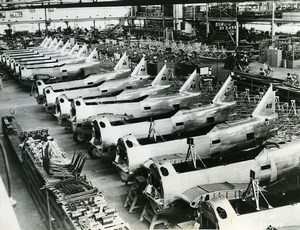 USA Aviation WWII Military Aircraft Factory Interior Boeing? Old Photo 1939