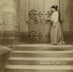 France Alsace Niederbronn Lady at Church Door 4 Old amateur photos 1902