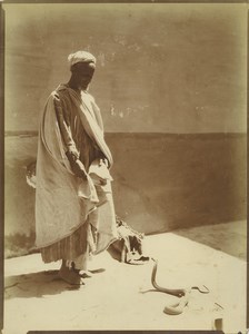 Morocco Marrakech Snake Charmer Serpent Old Photo Felix 1915