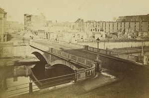 Strasbourg Wartime destruction Pont du Marche Bridge Old Cabinet Photo 1870