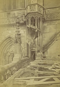 Strasbourg Wartime destruction Church Old Cabinet Card Photo 1870