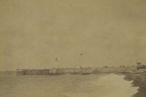 France Dieppe West Pier Lighthouse Seaside Old Photo 1891