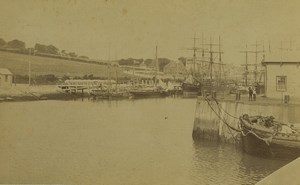 England Newhaven Harbor Boats Sailboats Old Photo 1891