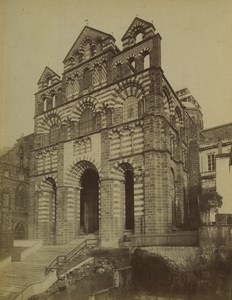 France Le Puy Notre Dame Cathedral Façade Old Photo 1890
