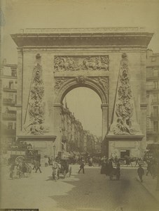 France Paris Porte Saint Denis Arch Architecture Old Photo 1890