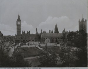 United Kingdom London Parlilament & Westminster bridge Old Stengel Photo 1897